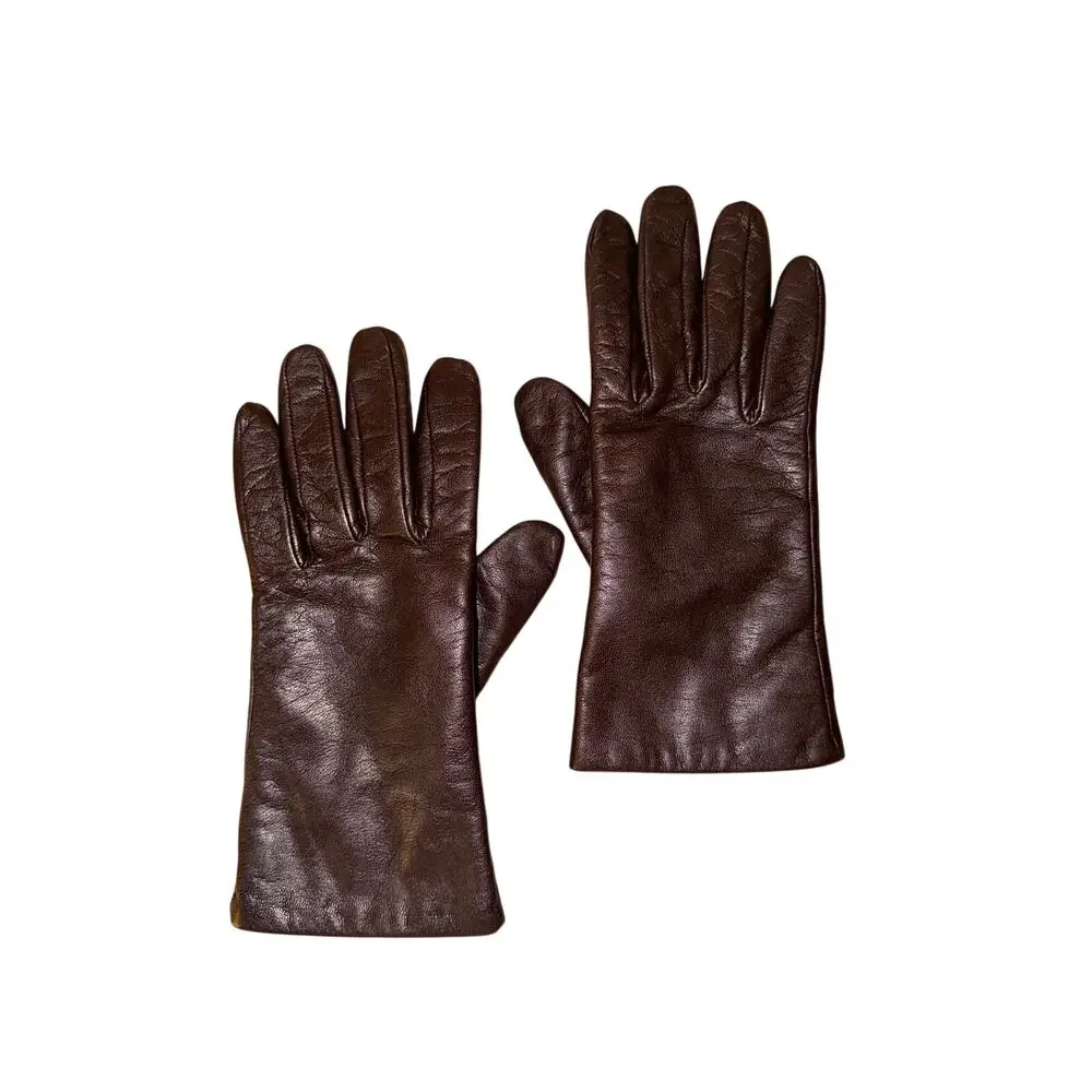 Isotoner Women’s chocolate brown leather driving gloves size medium thinsulate - Picture 1 of 3
